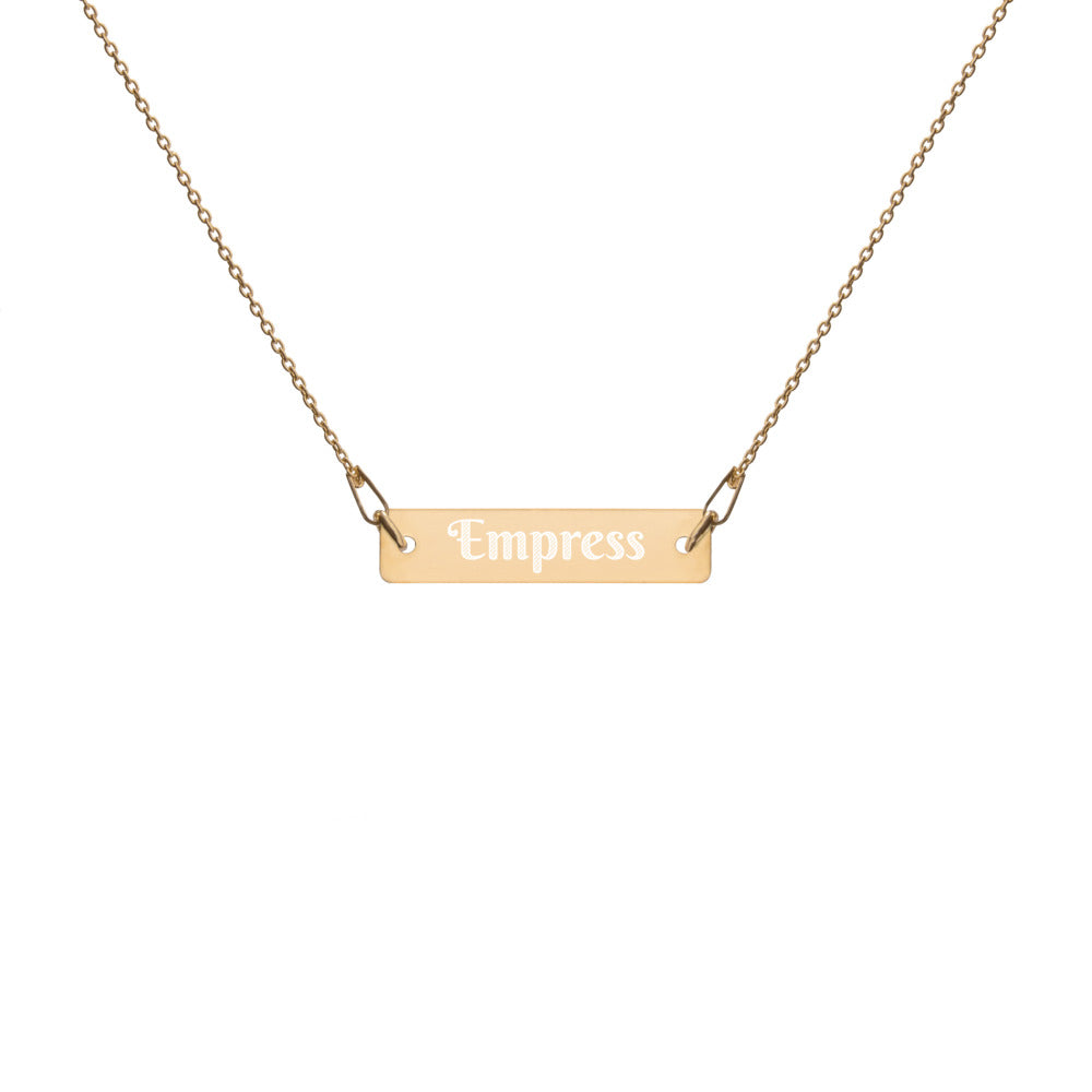 EMPRESS ENGRAVED SILVER BAR CHAIN NECKLACE
