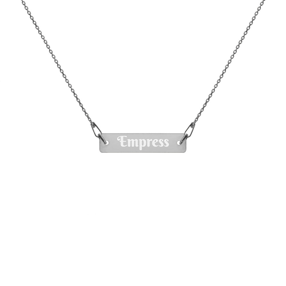 EMPRESS ENGRAVED SILVER BAR CHAIN NECKLACE
